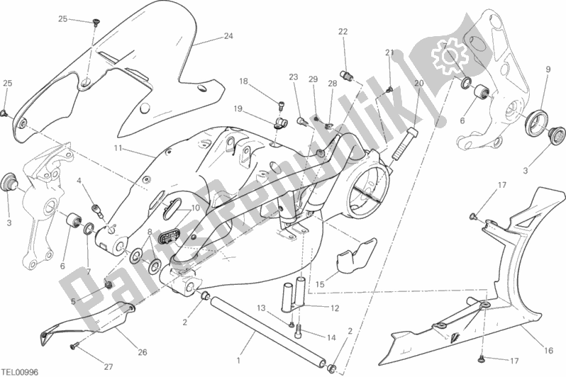 All parts for the Swing Arm of the Ducati Diavel Xdiavel S 1260 2019